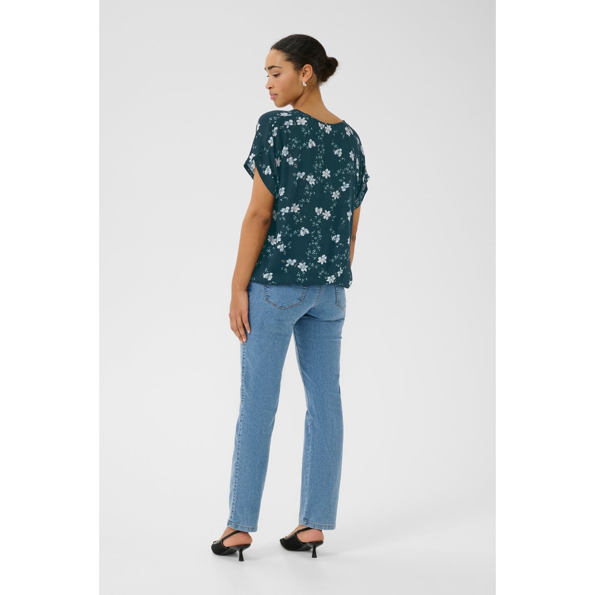 Blouse à manches courtes bleu floral midnight marine little flower, KAFFE