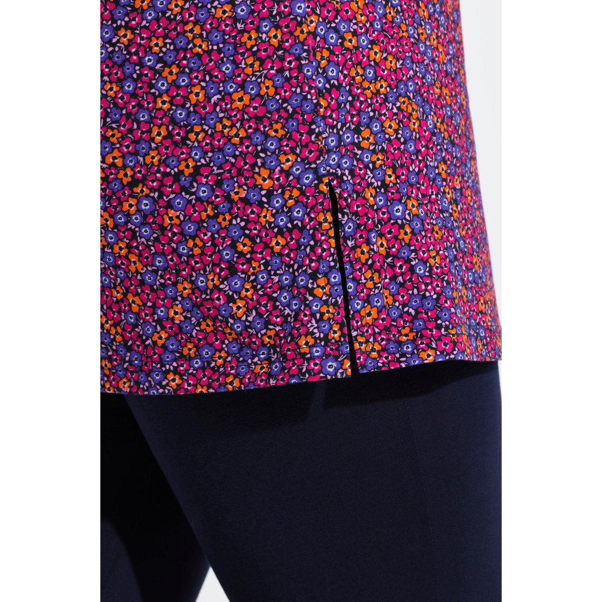 T-shirt long à motif noir, ULLA POPKEN