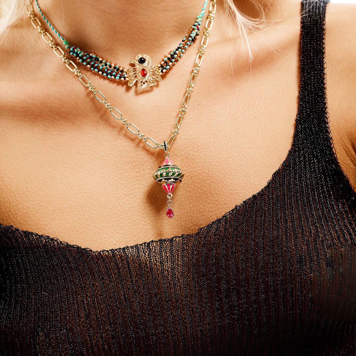 Collier chaîne avec pendentif DYANE doré, HIPANEMA