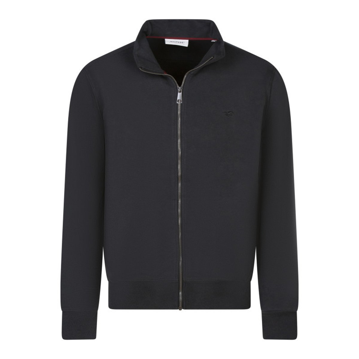 Sweat zippé en coton noir uni avec une coupe droite et une fermeture zippée noir, MUSTANG