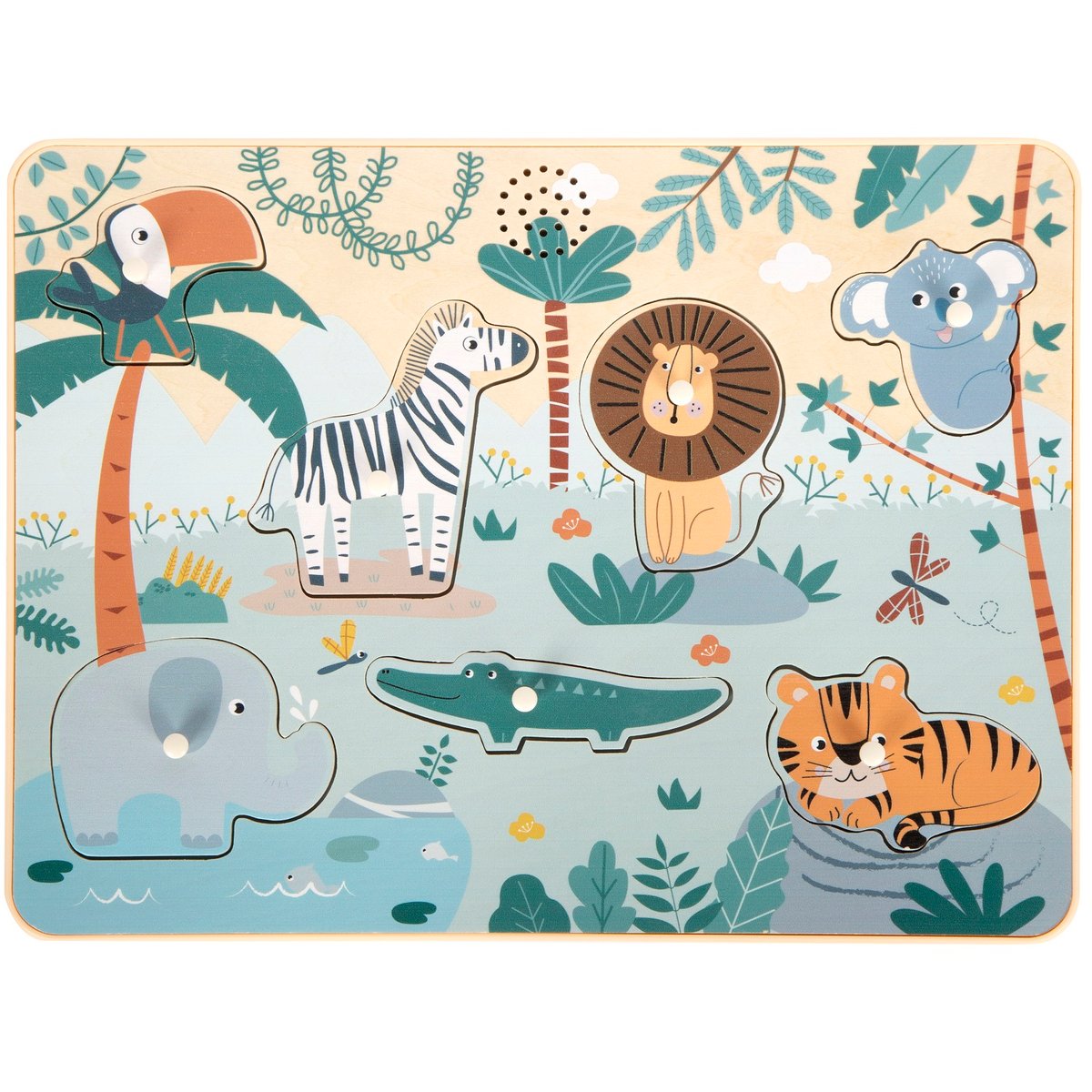 Puzzle sonore Safari bleu, SMALL FOOT COMPANY