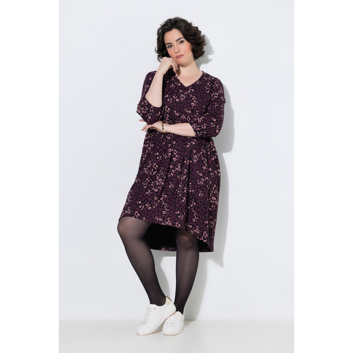 Robe en jersey motif léopard noir, ULLA POPKEN