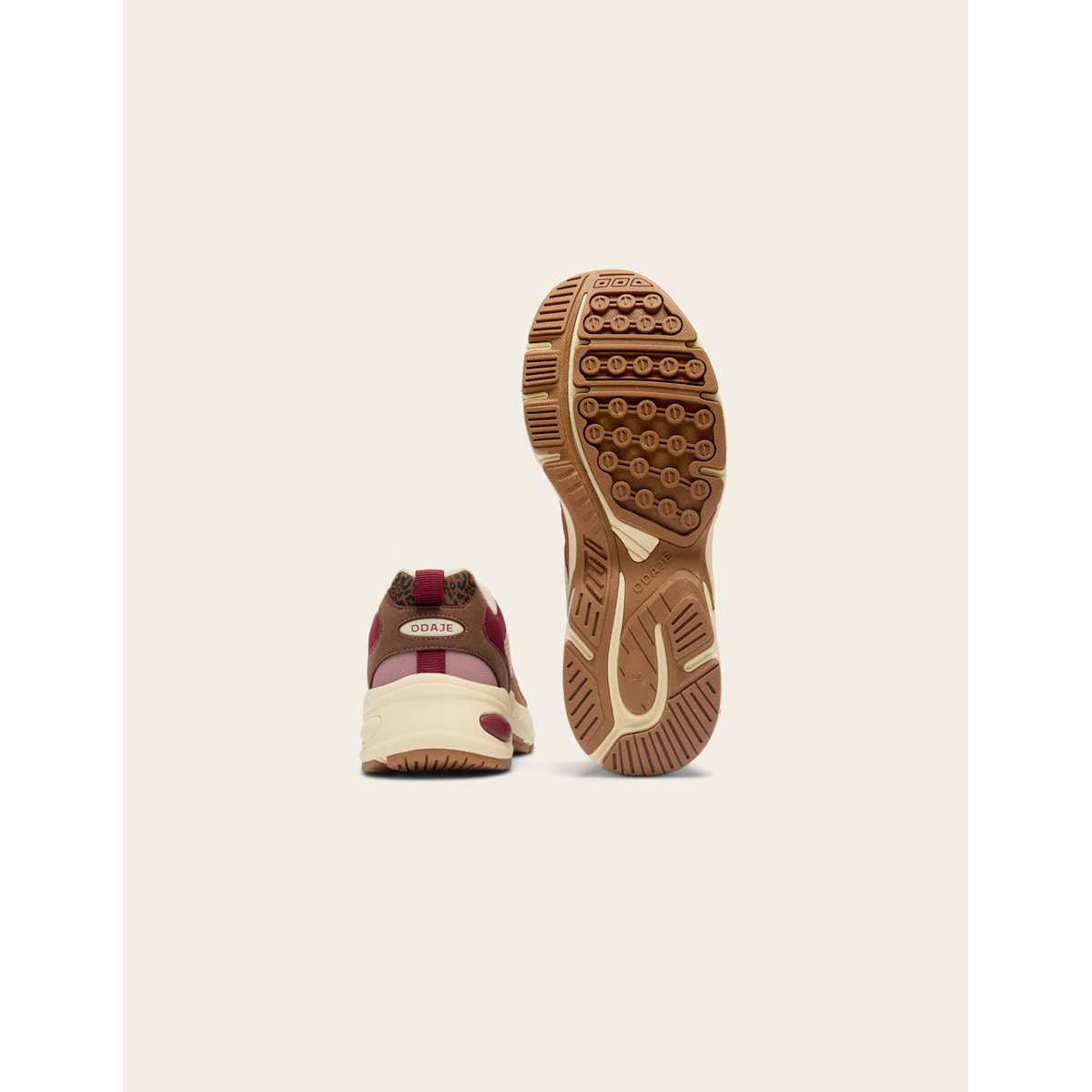 Baskets basses MAÉ bordeaux beige rose, ODAJE
