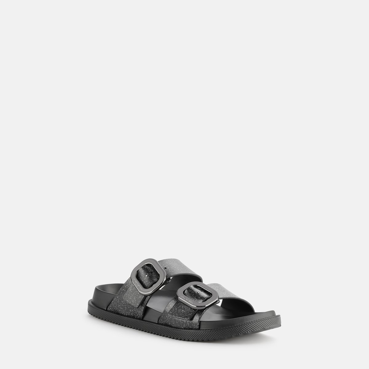 Sandales avec double buckles ELISE GLITTER noire, LEMON JELLY