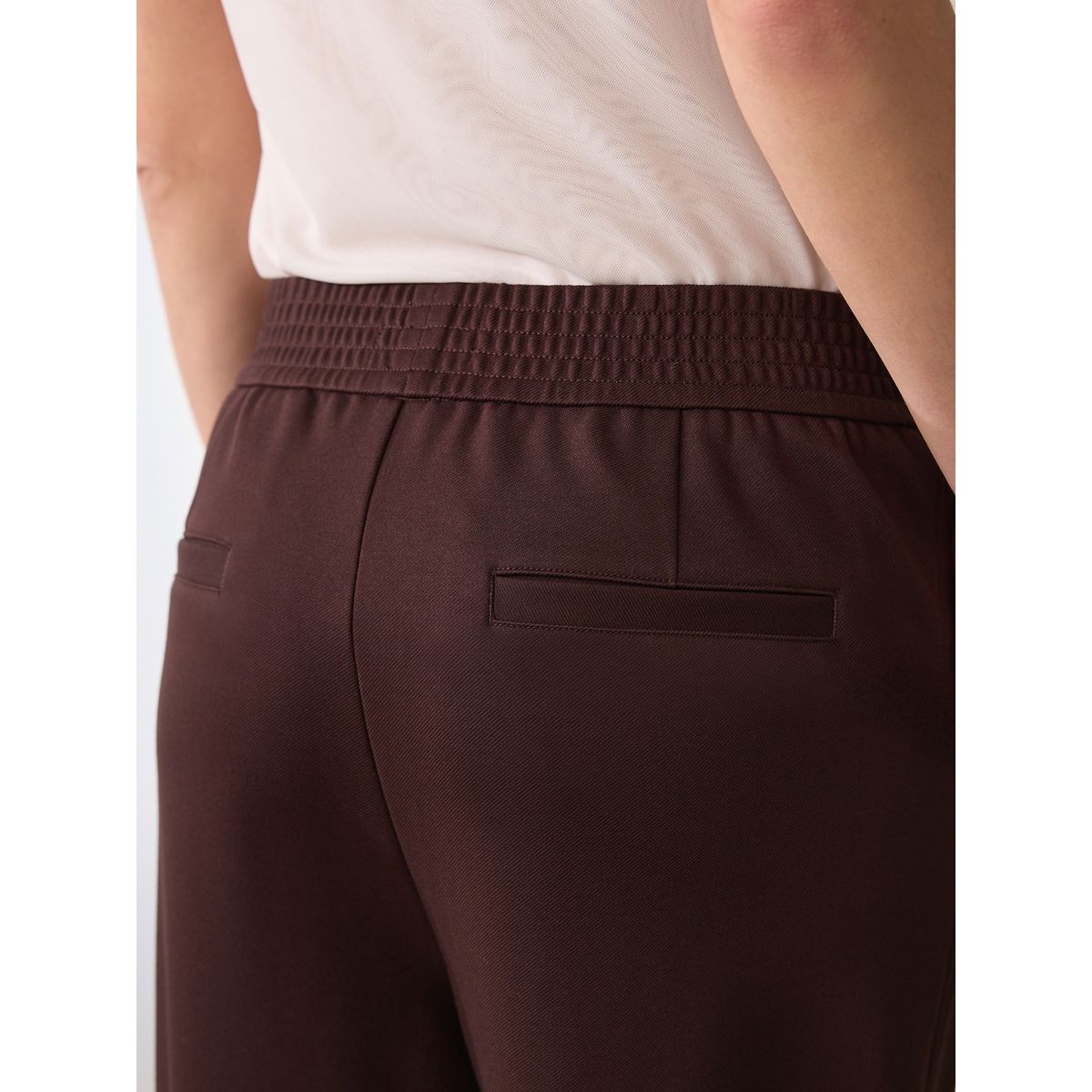 Pantalon large en point de rome marron chocolat, NEXT