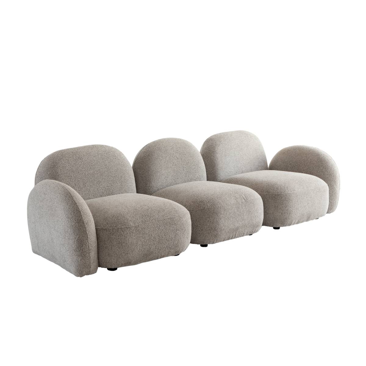 Canapé en tissu bouclette CALYA gris, MADE IN MEUBLES 