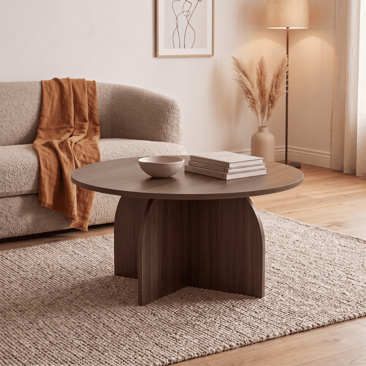 Table basse avec plateau rond - CLOVER noyer, CALICOSY