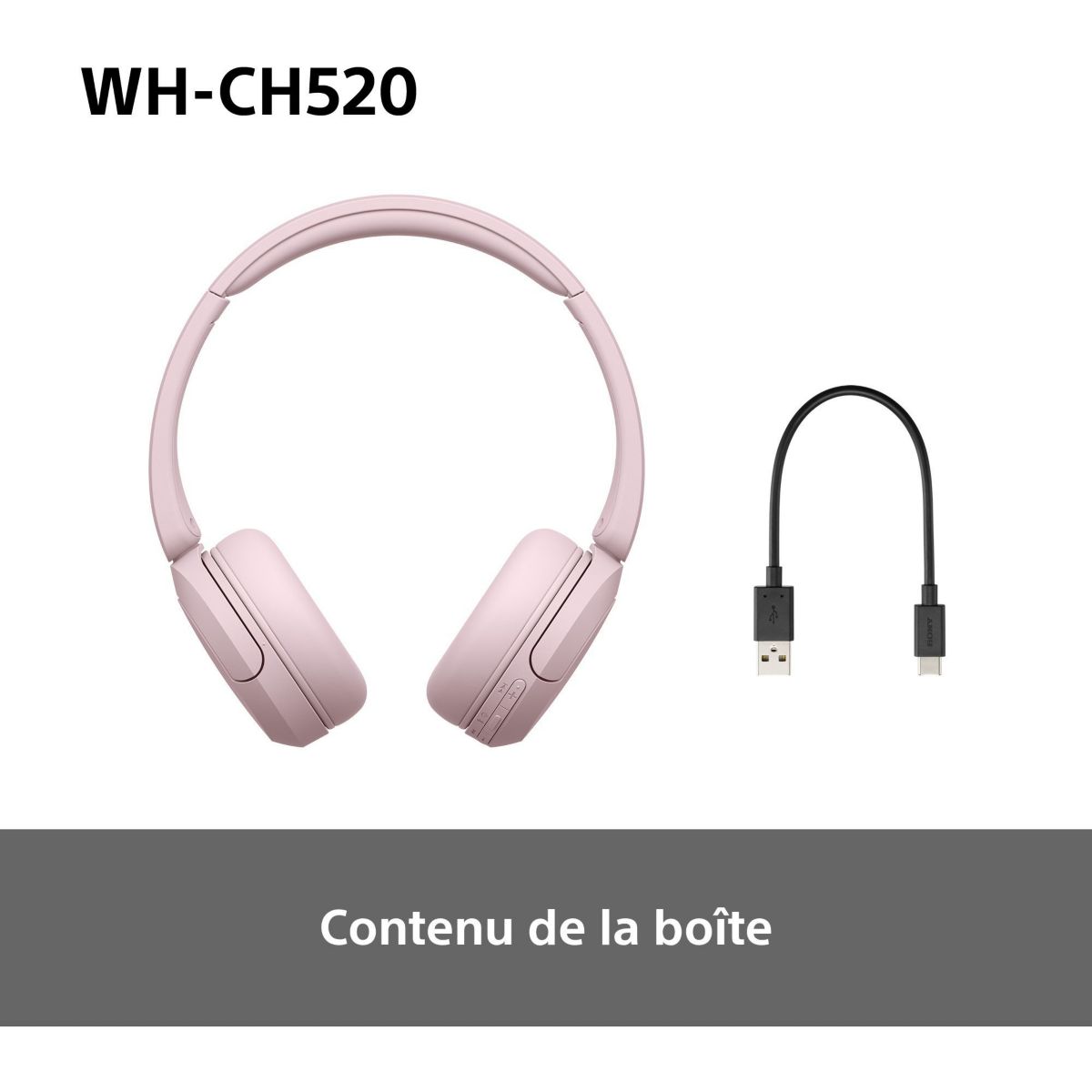 Casque WH-CH520 Rose rose, SONY