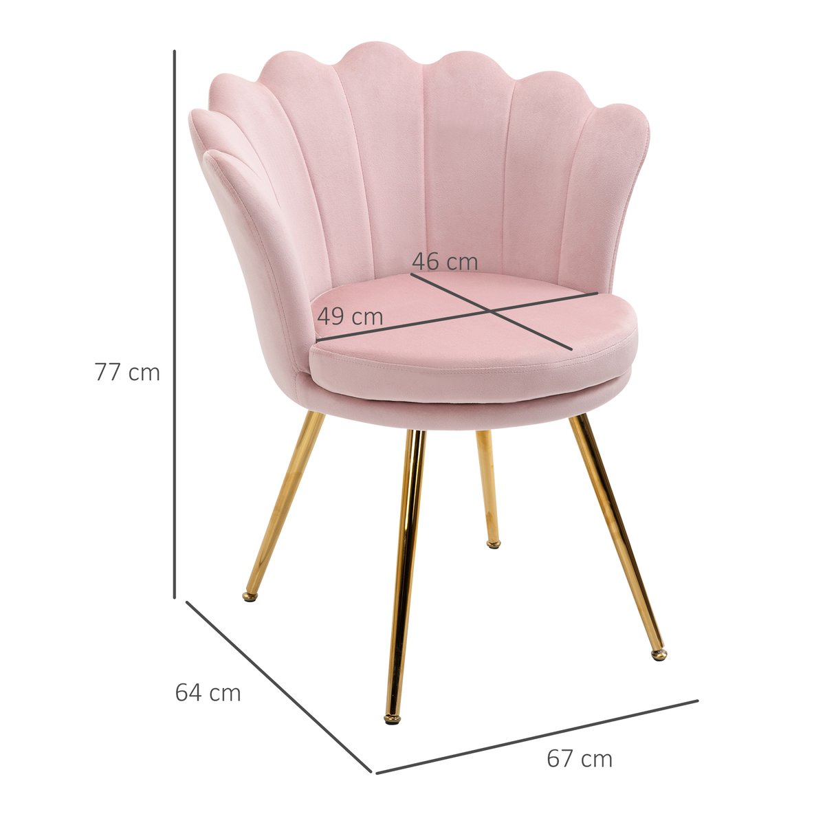 Accent Chair Polyester Rose rose poudré, HOMCOM
