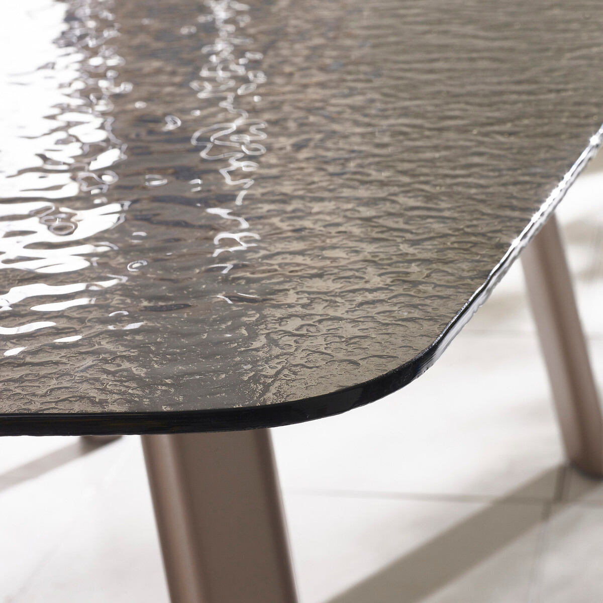 Ciro Rectangular Bubble Glass Dining Table taupe, SO'HOME