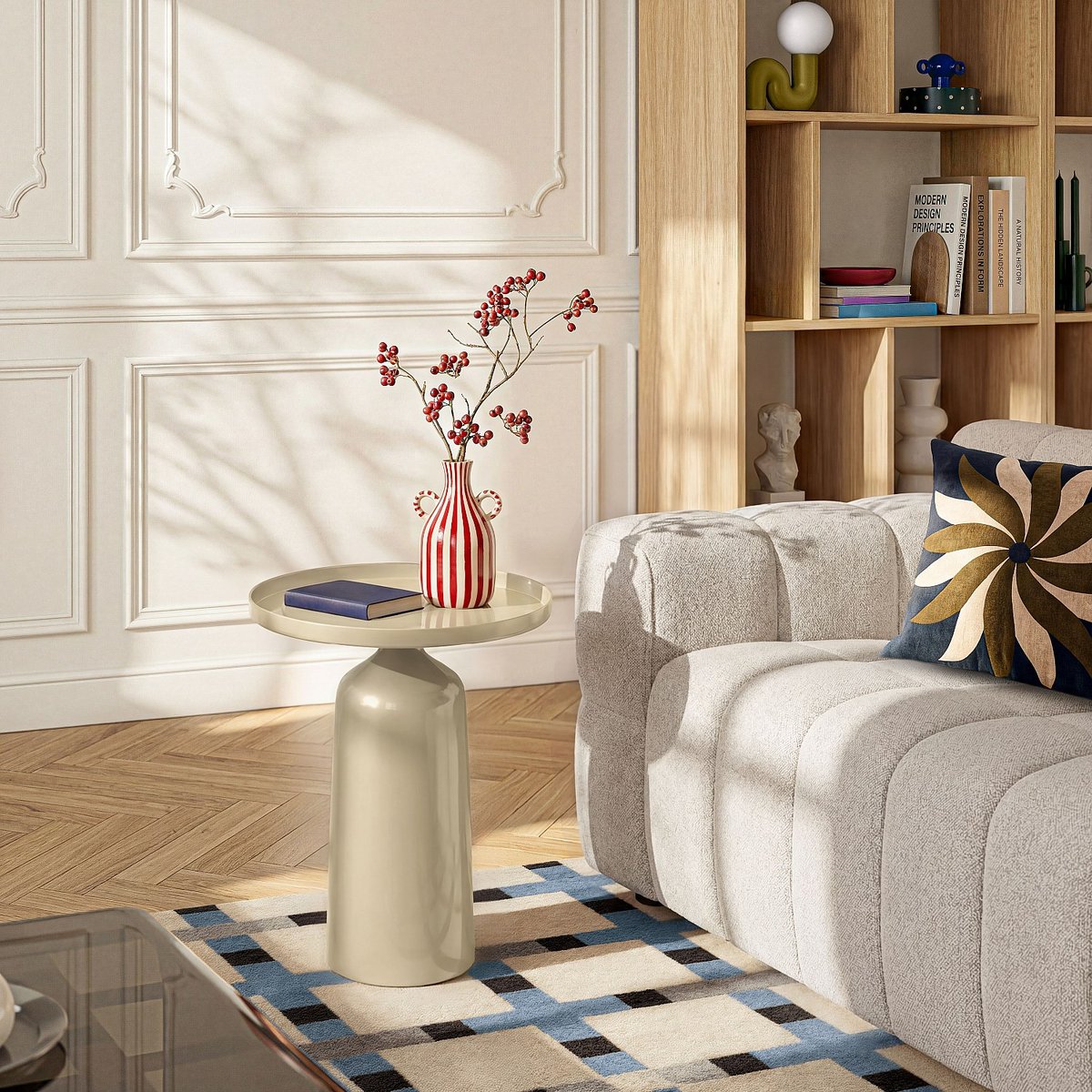 Table d'appoint en aluminium FANNY gris, HABITAT