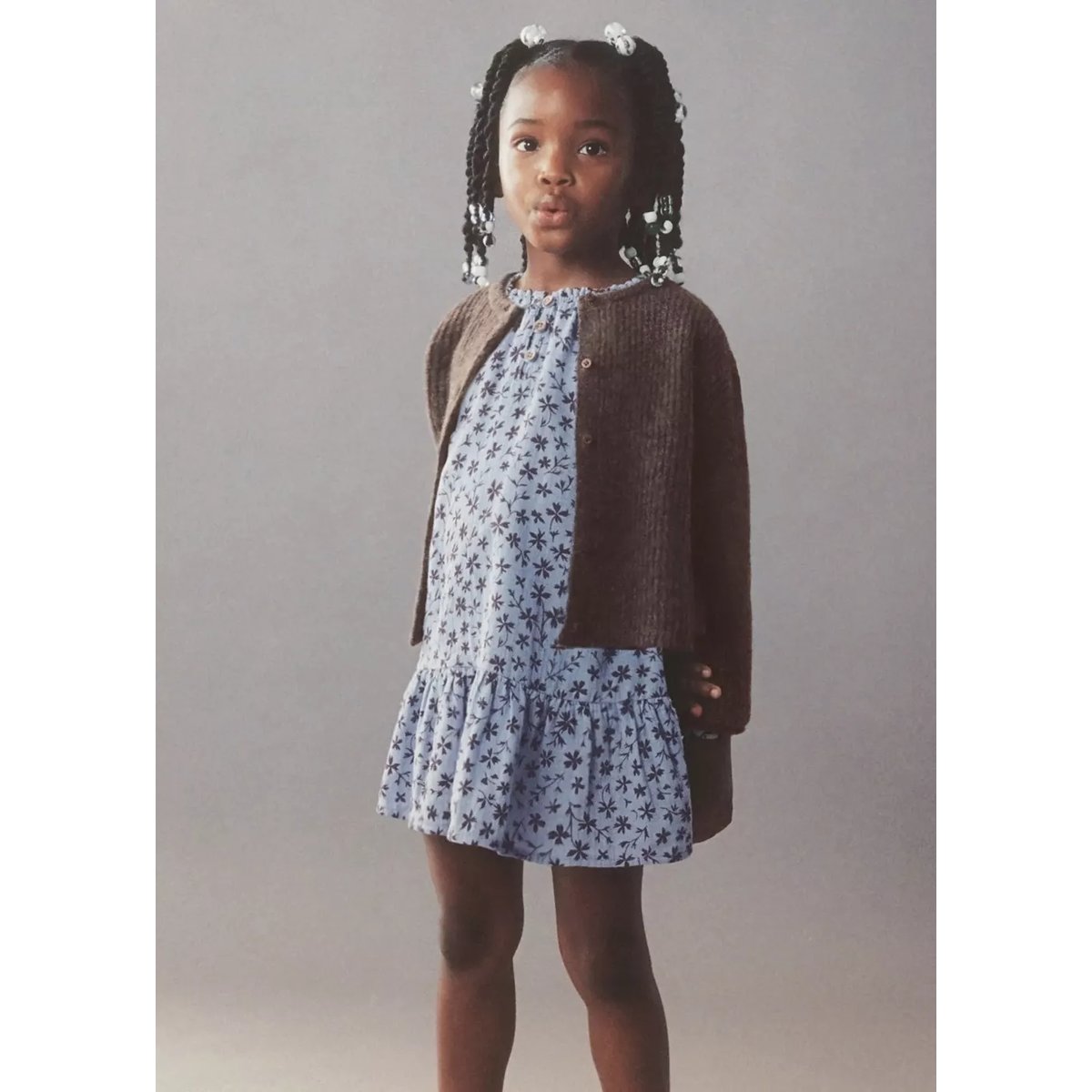 Robe à imprimé fleurs bleu, MANGO BABY