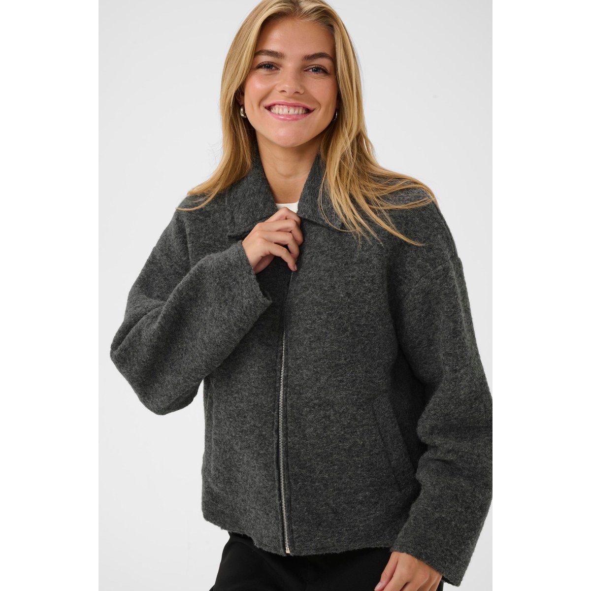 Manteau gris mid grey melange, CULTURE