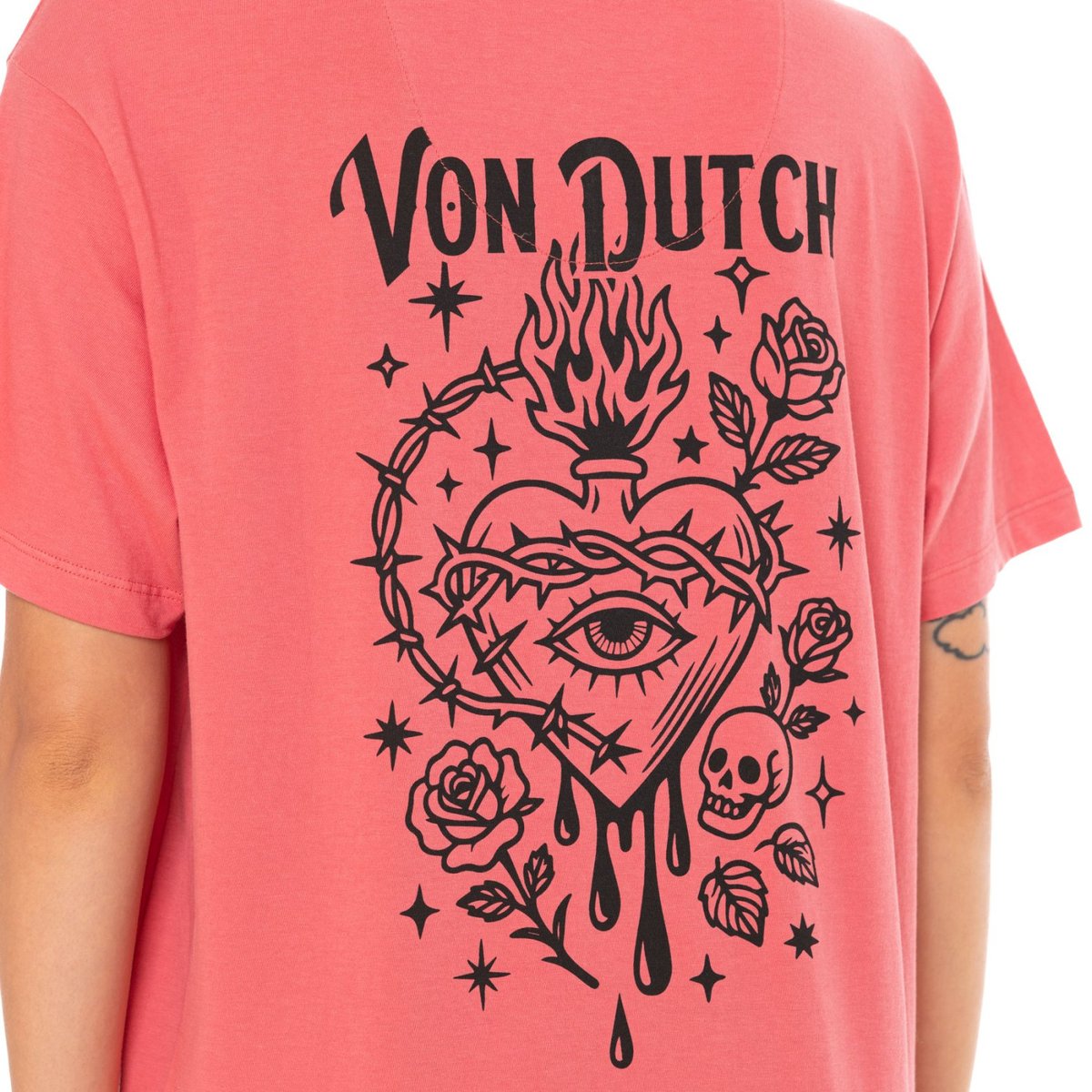 Tee shirt coton HEART rose/noir, VON DUTCH