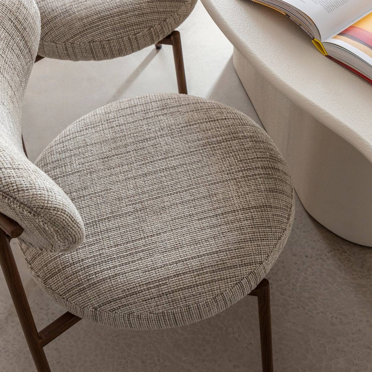 Lot de 2 chaises en tissu et métal JANIS gris, MADE IN MEUBLES 