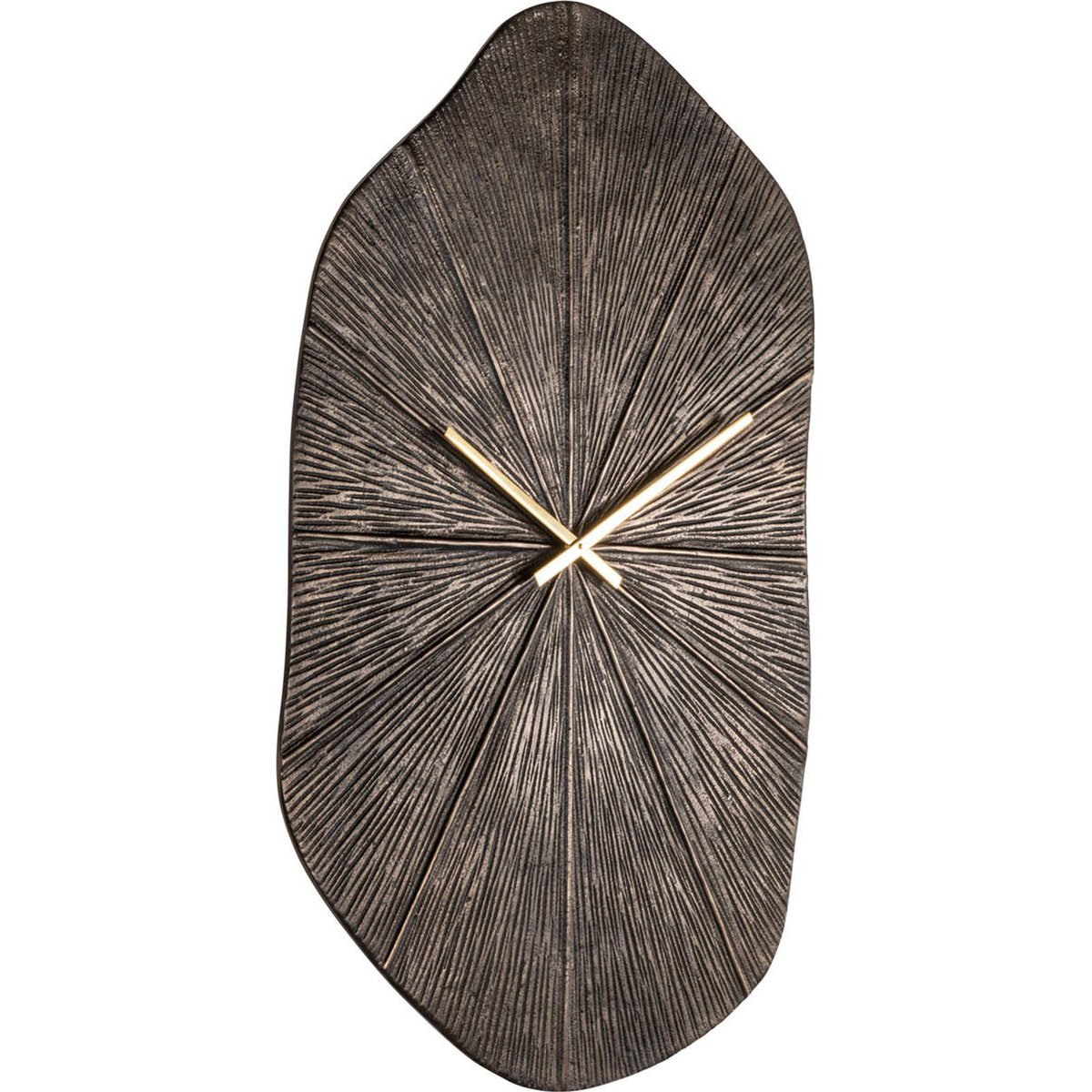 Horloge murale sculpturale en aluminium bronze avec aiguilles dorées, RECOLLECTION