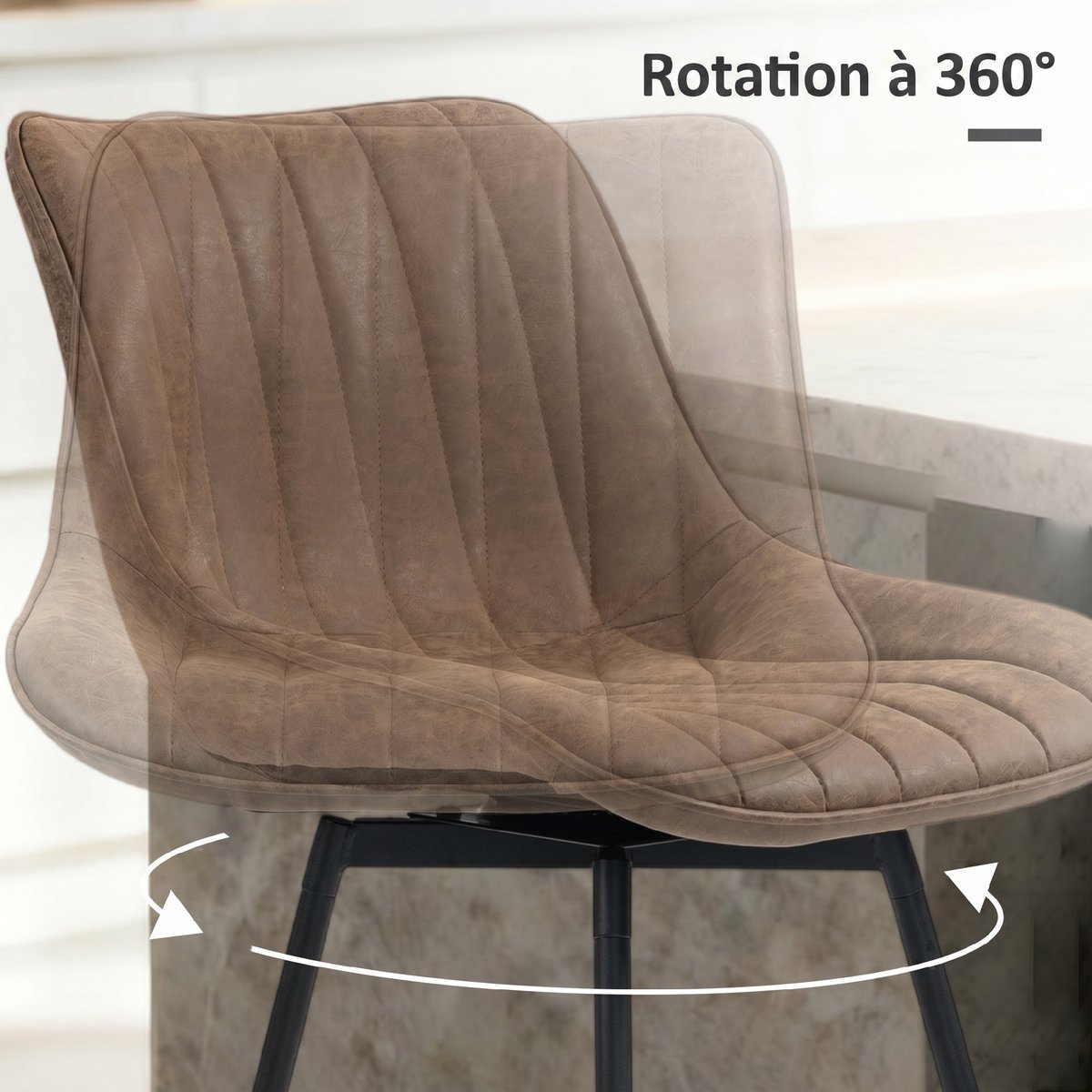 Tabouret de bar PU Marron marron vintage, HOMCOM