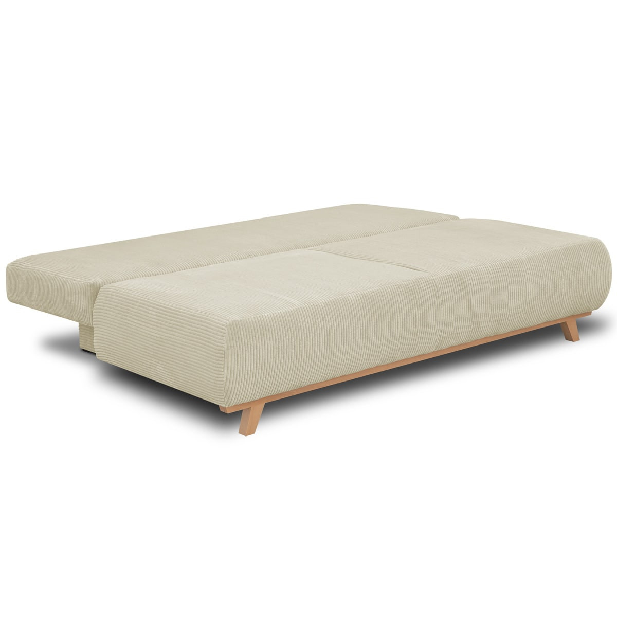 Canapé convertible 3 places en velours côtelé - LARIA beige, HOMIFAB
