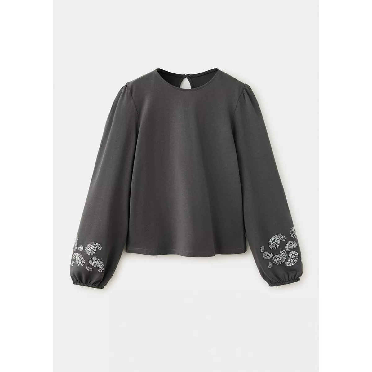 T-shirt coton détails brodés gris anthracite, MANGO KIDS