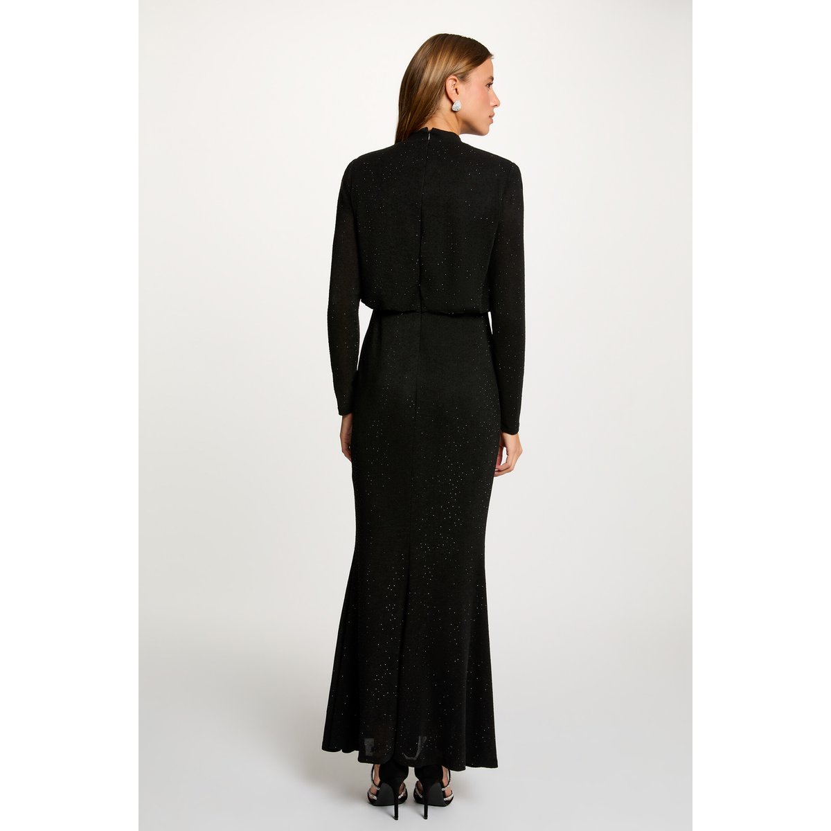 Robe maille brillante noir, MORGAN