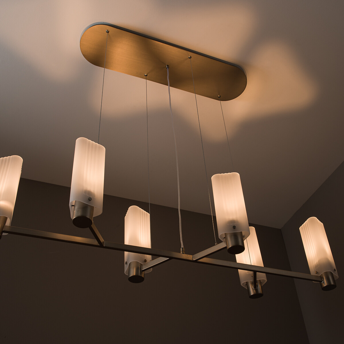 Strozzi Glass and Steel Pendant Lamp, Designed By Emmanuel Gallina champagne, EMMANUEL GALLINA X AM.PM
