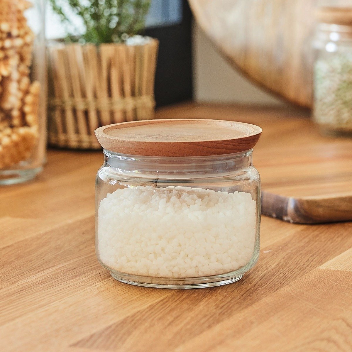 2 pots en verre - 1L et 0,5L -PURE JAR WOOD transparent, LUMINARC