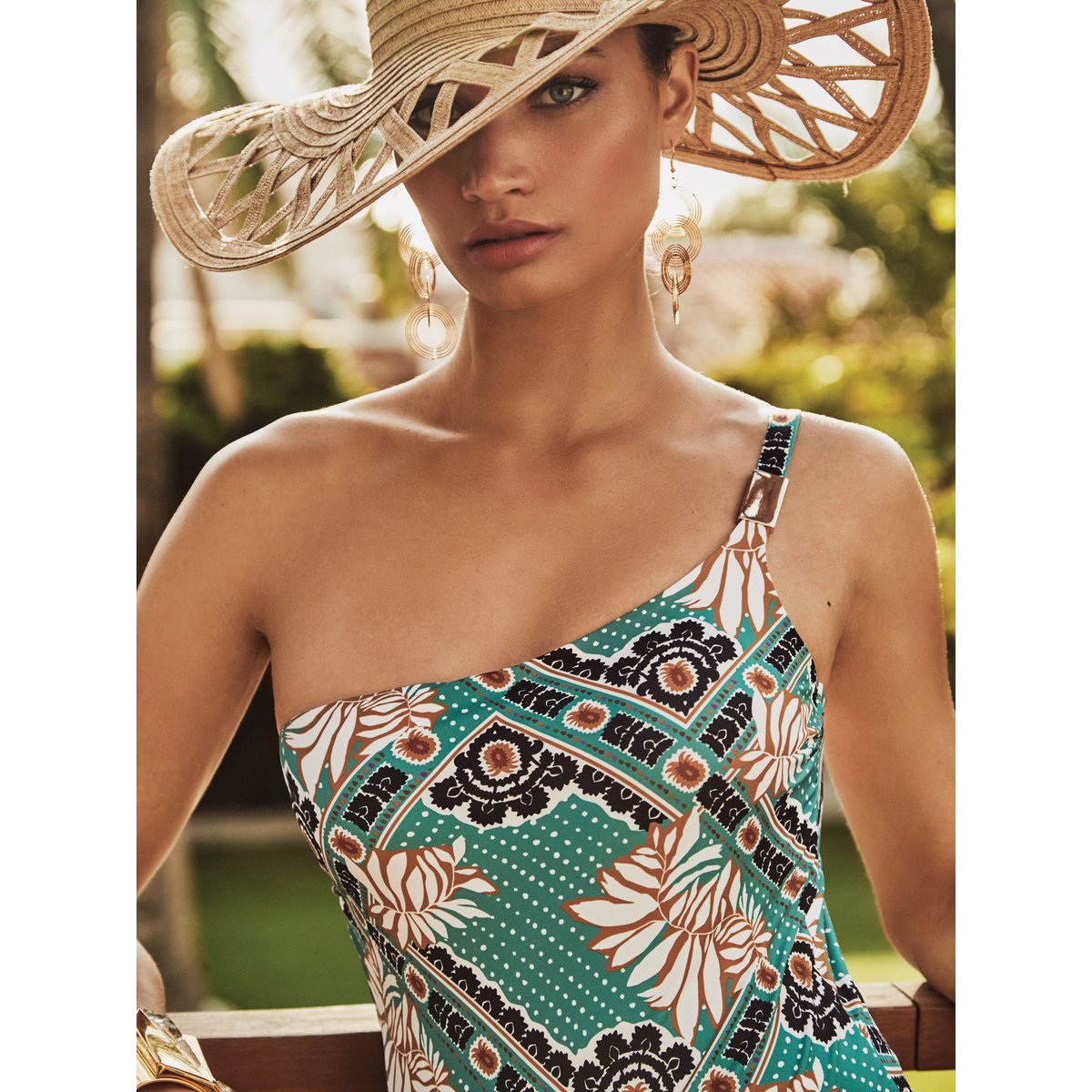 Maillot de bain une pièce armaturé asymétrique Bari vert, SELMARK MARE