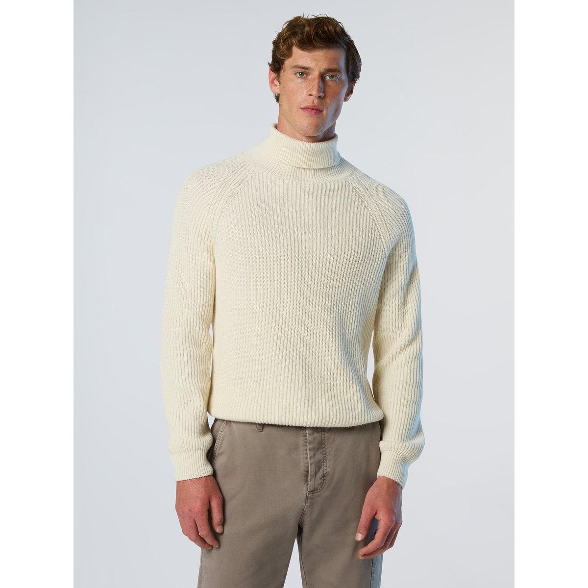 Pull pêcheur à col roulé côtelé crème, NORTH SAILS