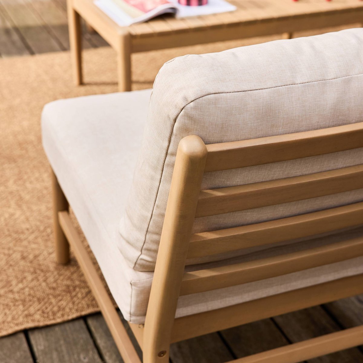 Salon de jardin bois d'acacia 4 places  LUNARI naturel / beige, SWEEEK