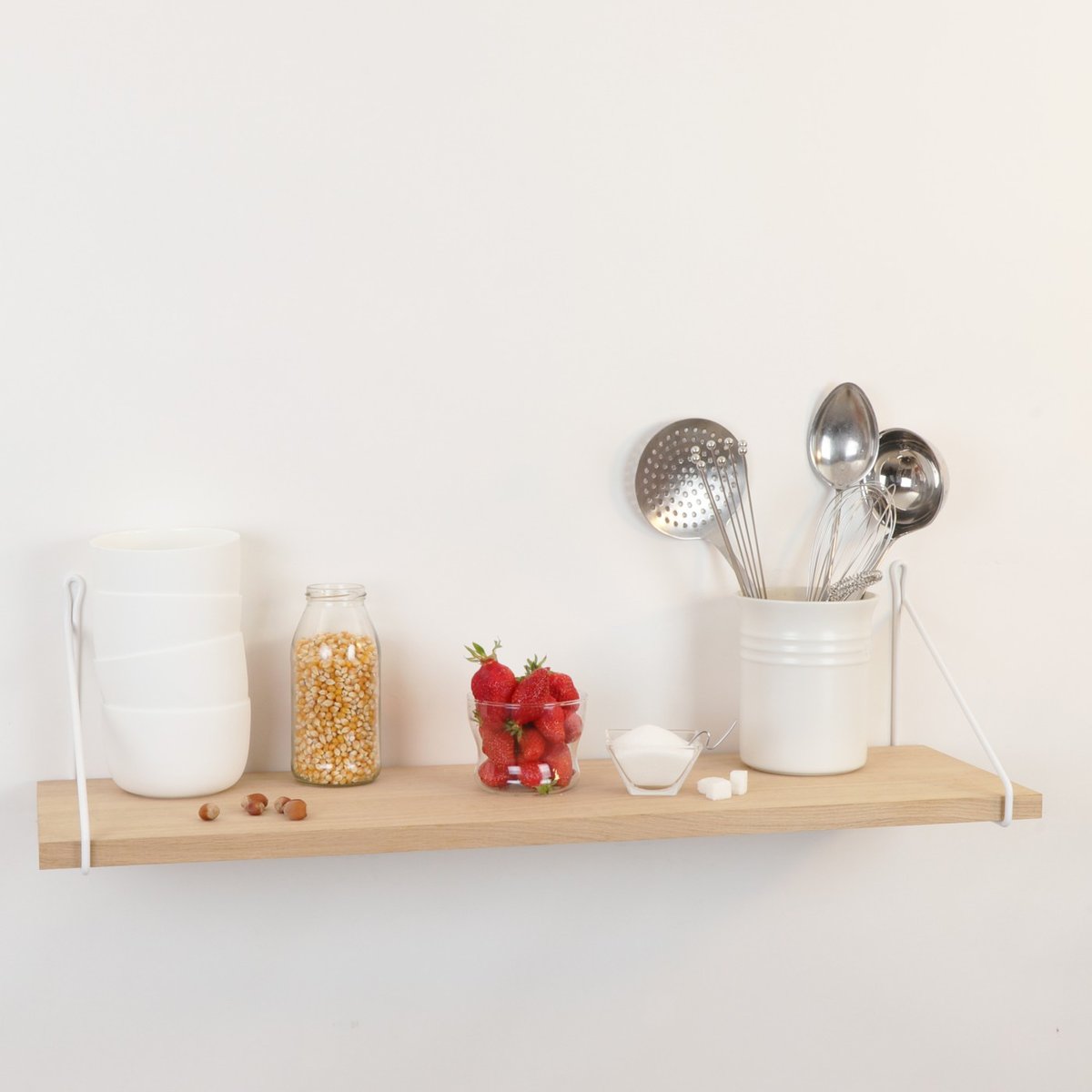 Etagère Vintage Chêne Premium Brut 80 x 25 cm equerre blanche, ARCHIV