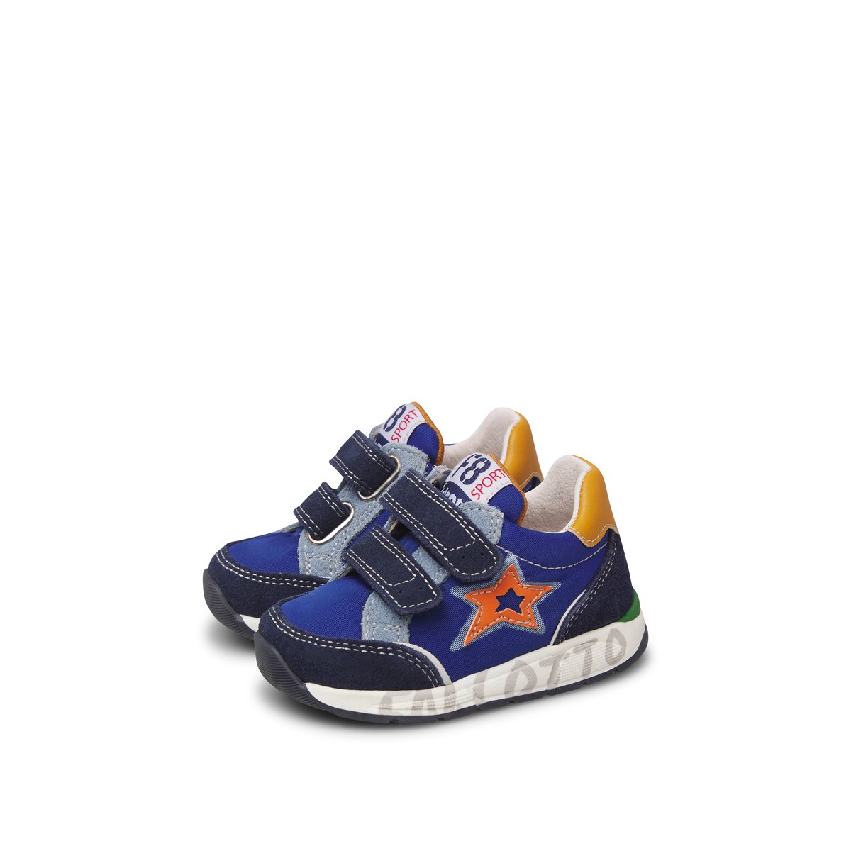 Sneakers en daim et tissu technique NUPPI VL. marine-citrouille, FALCOTTO