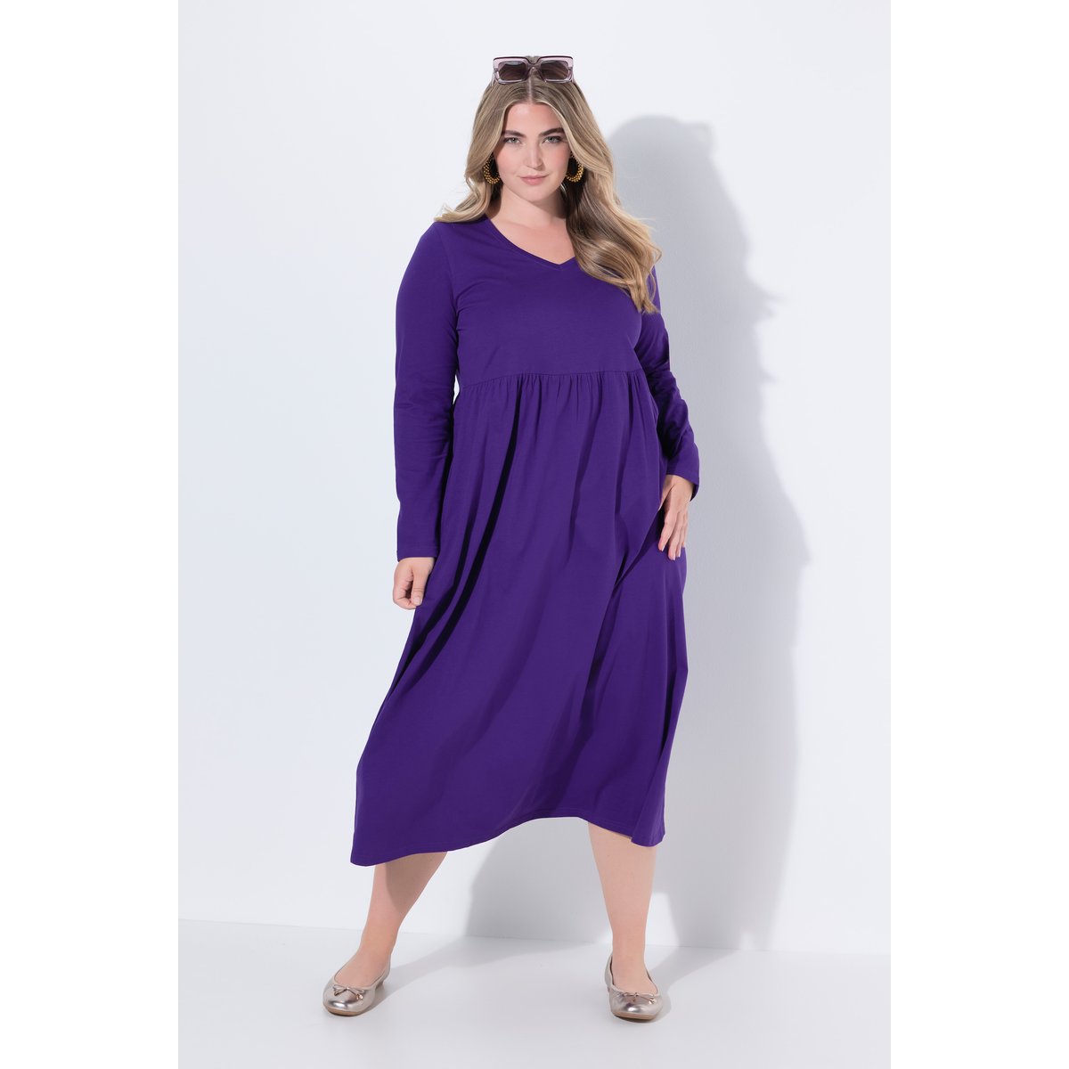 Robe maxi à manches longues et décolleté lys, ULLA POPKEN