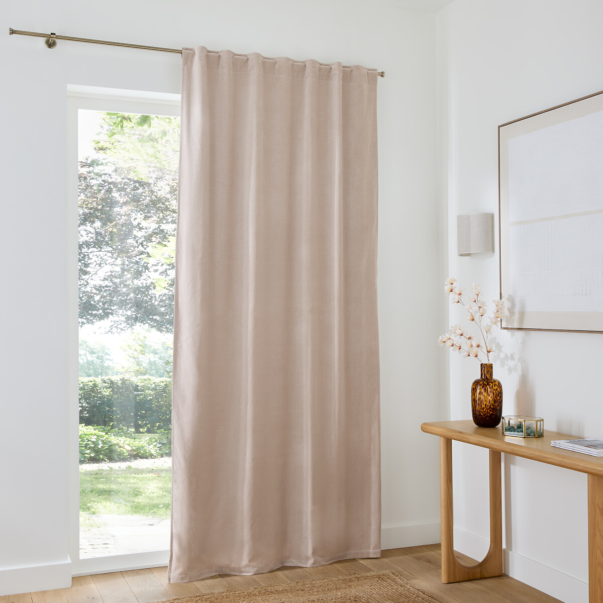 Rideau occultant, en velours, finition pattes cachées, VELVET beige, LA REDOUTE INTERIEURS