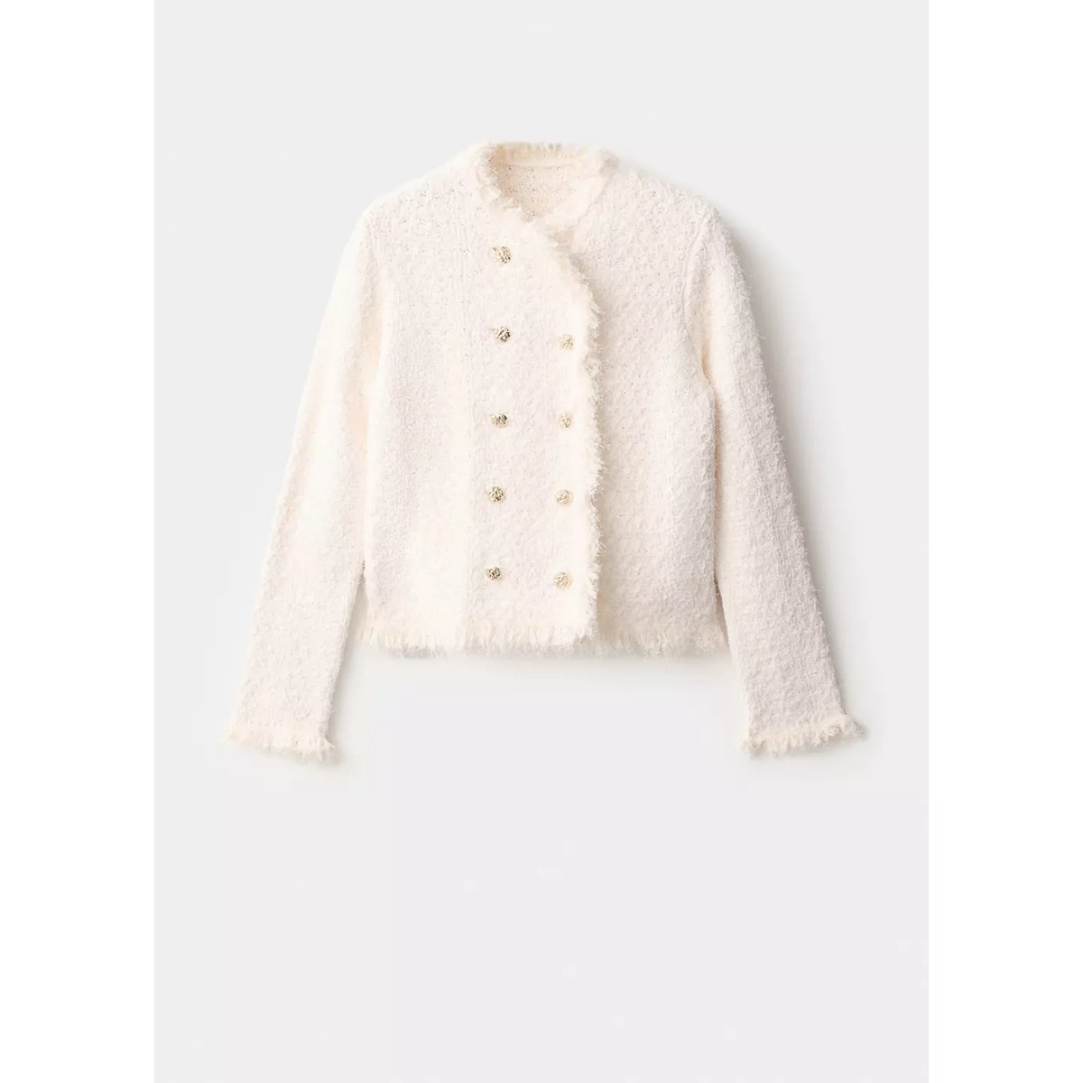 Veste tweed double boutonnage écru, MANGO