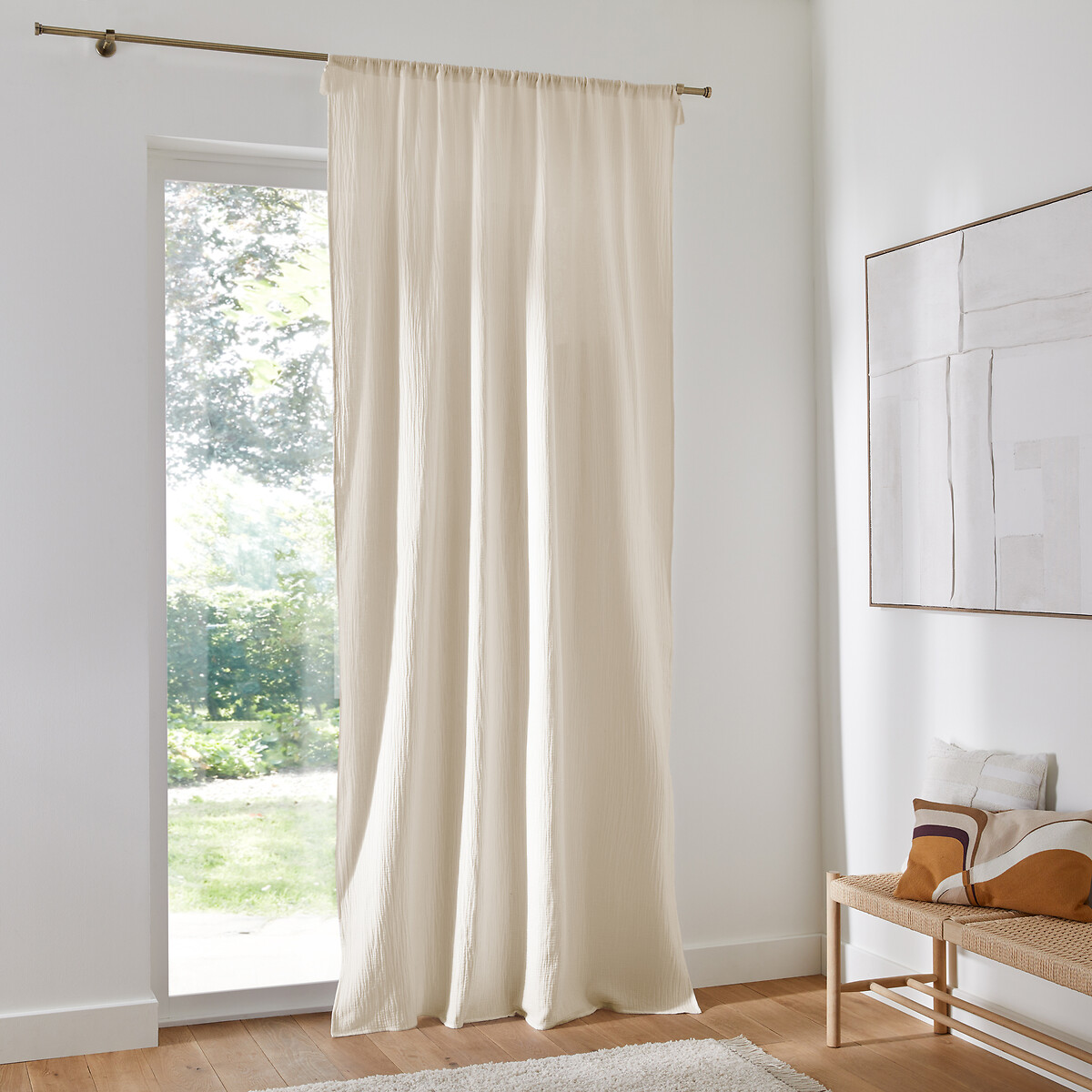 Kumla Cotton Muslin Curtain Panel chalk, LA REDOUTE INTERIEURS