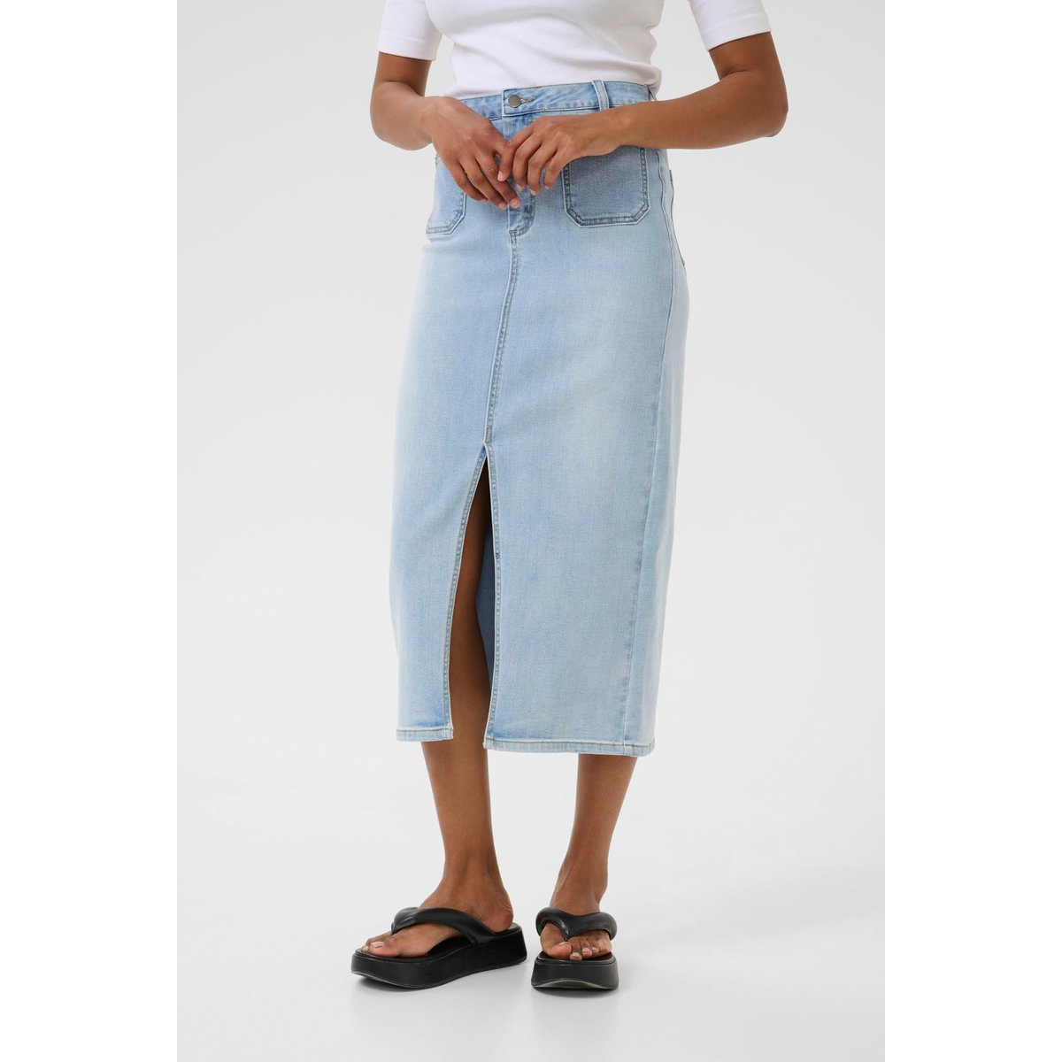 Denim skirt bleu light blue washed denim, KAFFE
