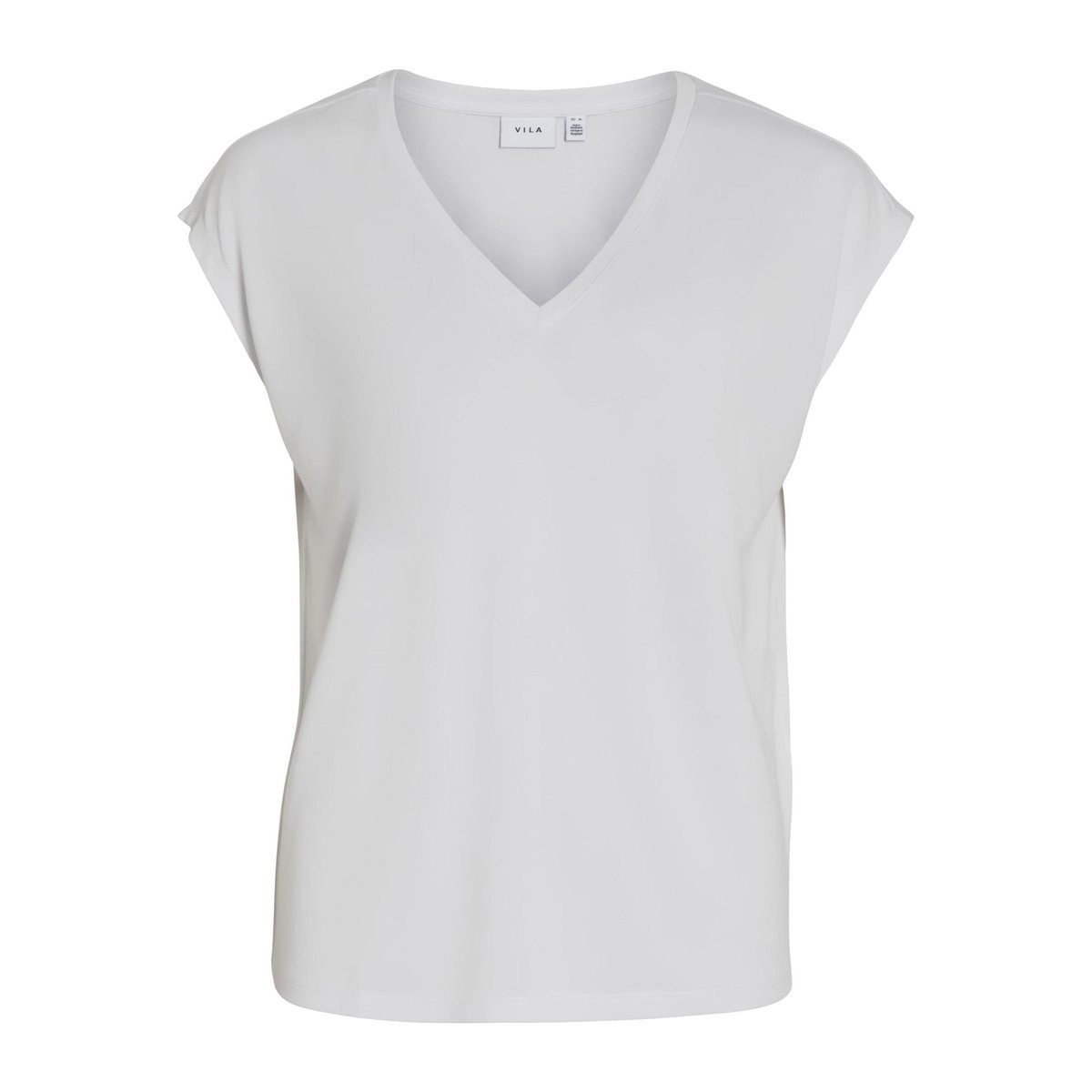 Tee shirt col v manches courtes blanc - optical snow, VILA