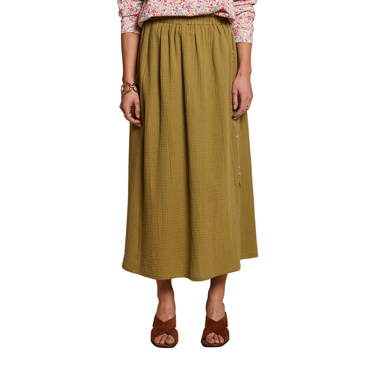 Jupe gaze de coton Capsule mère- olive, ENVIE DE FRAISE