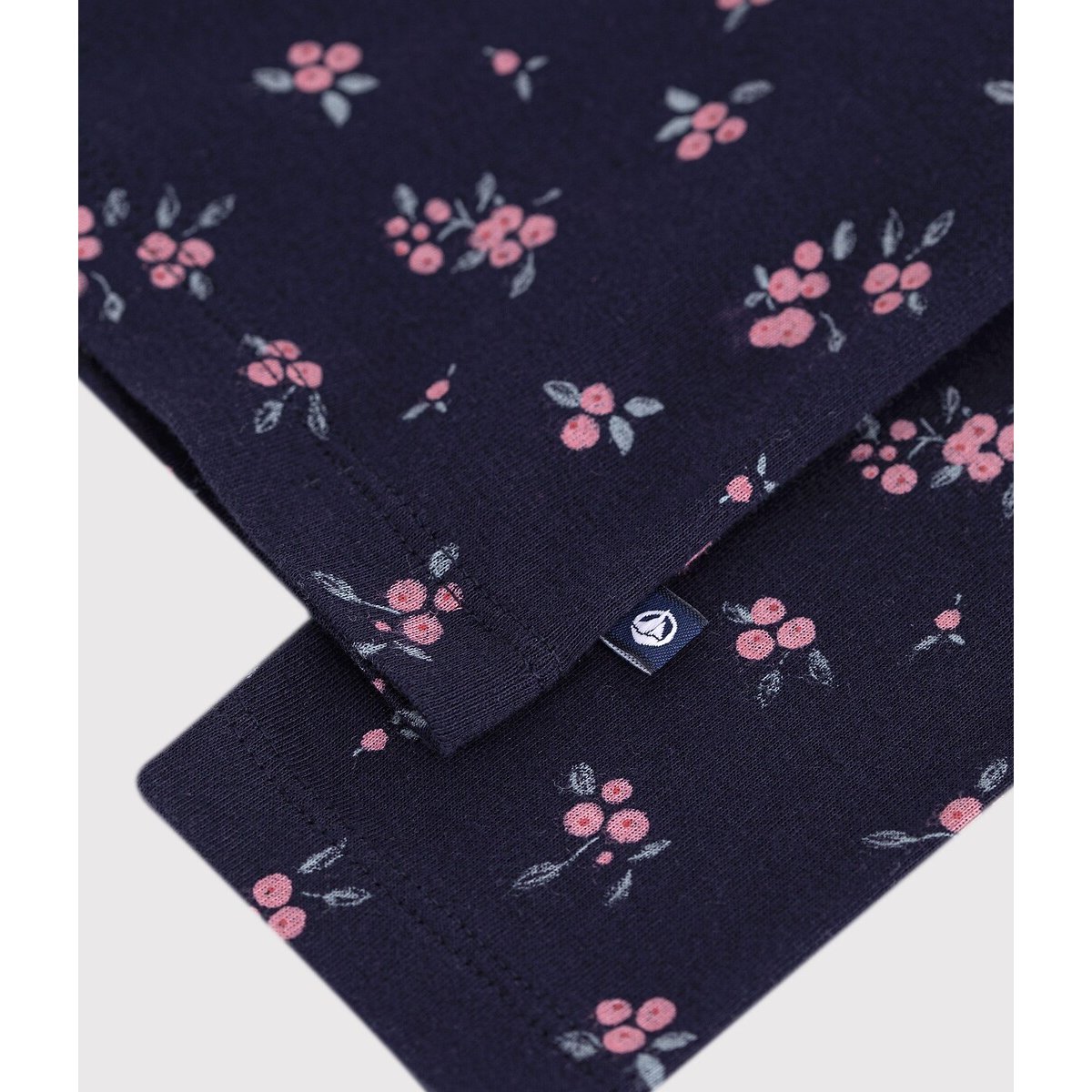Sous-pull manches longues, avec col roulé, imprimé fleurs bleu marine imprimé, PETIT BATEAU