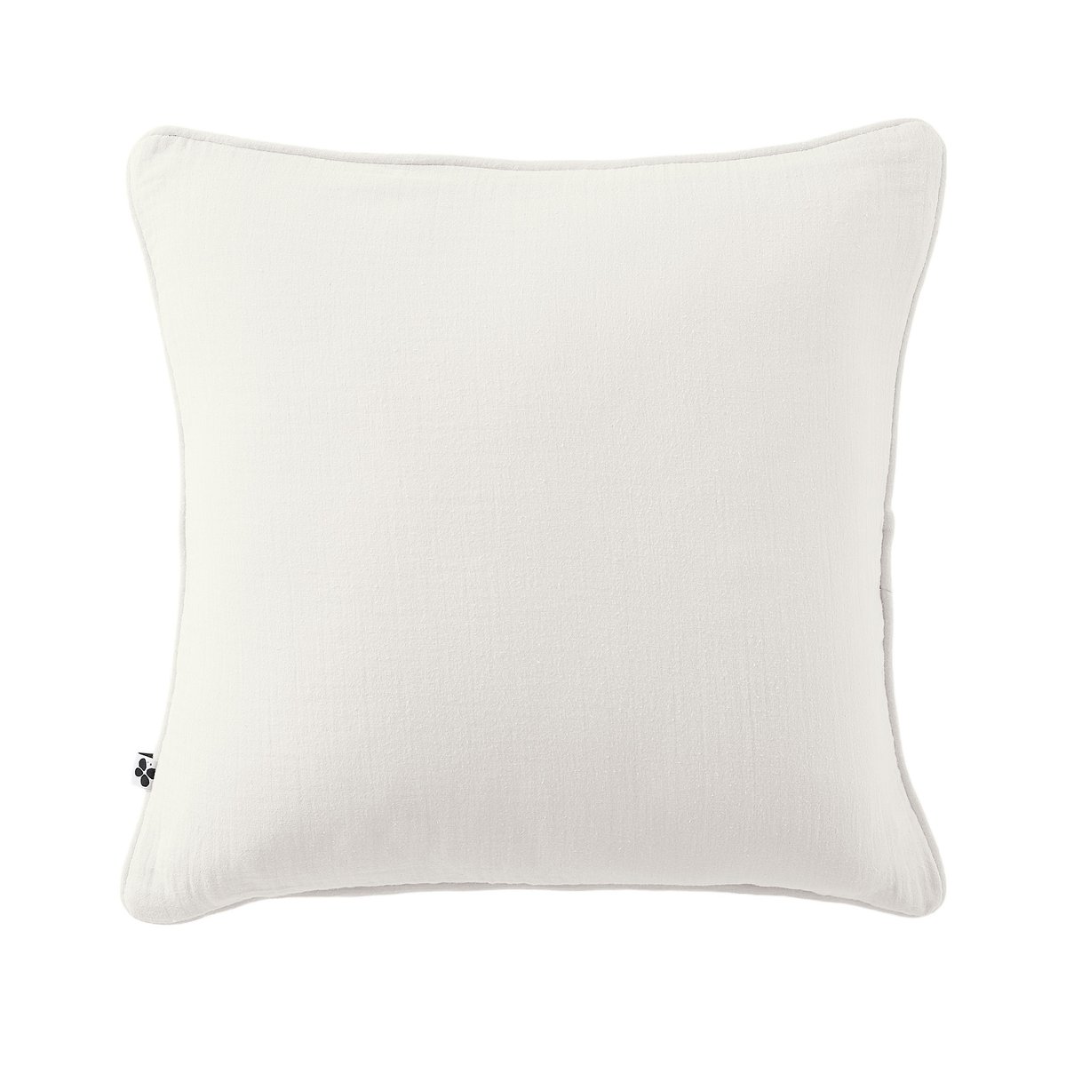 Coussin déhoussable GAIA– Gaze de coton avec passepoil élégant blanc, EDEN