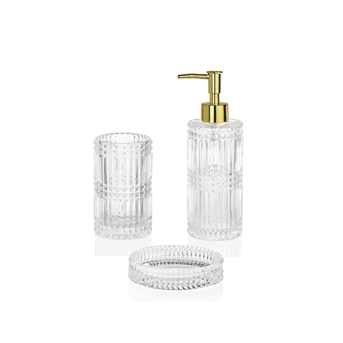 Distributeur de Savon en Verre et Métal Doré Diamond transparent, WADIGA