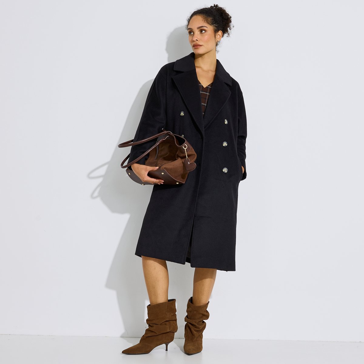 Manteau long double boutonnage noir, GRAIN DE MALICE