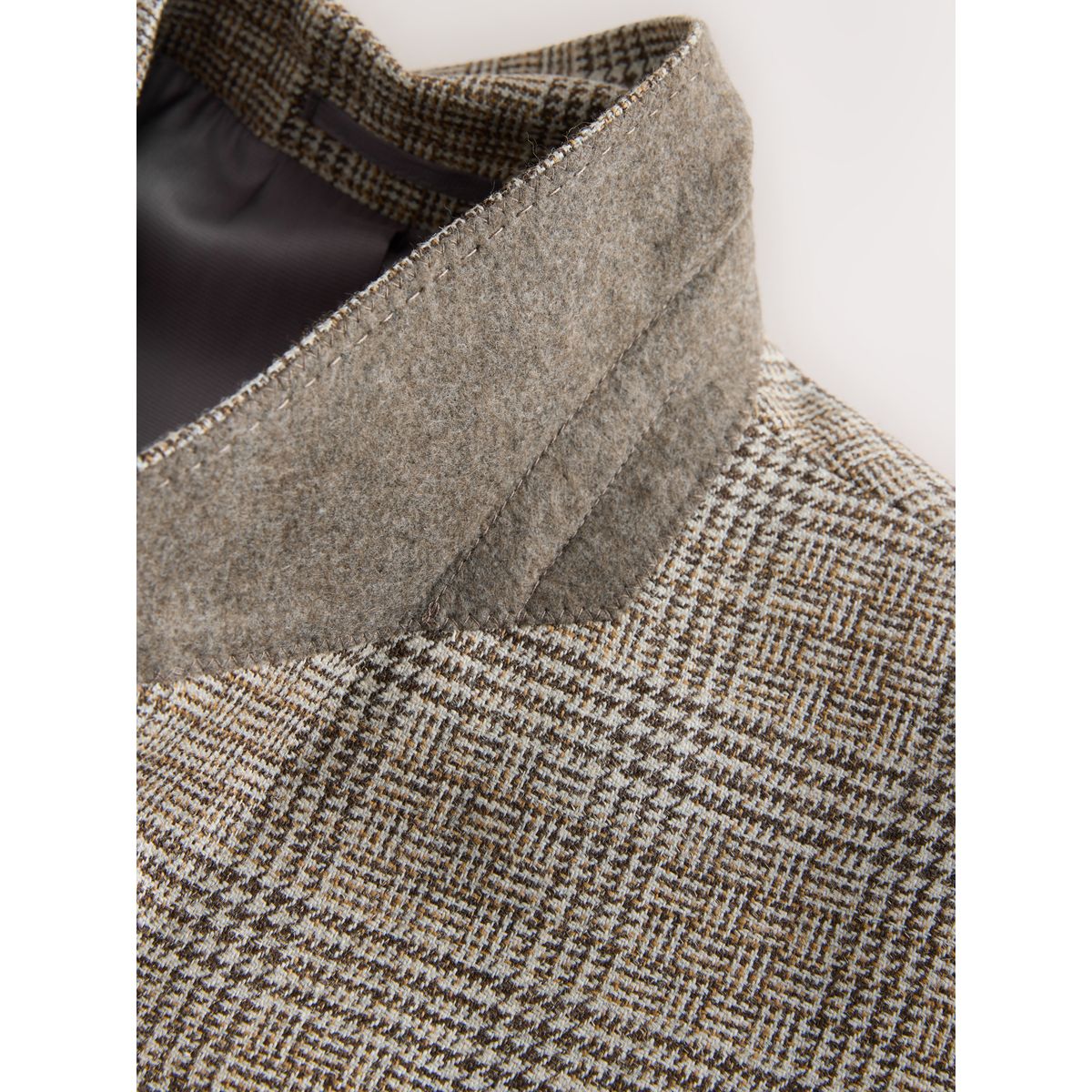 Blazer à carreaux en laine mélangée archive marron taupe, NEXT