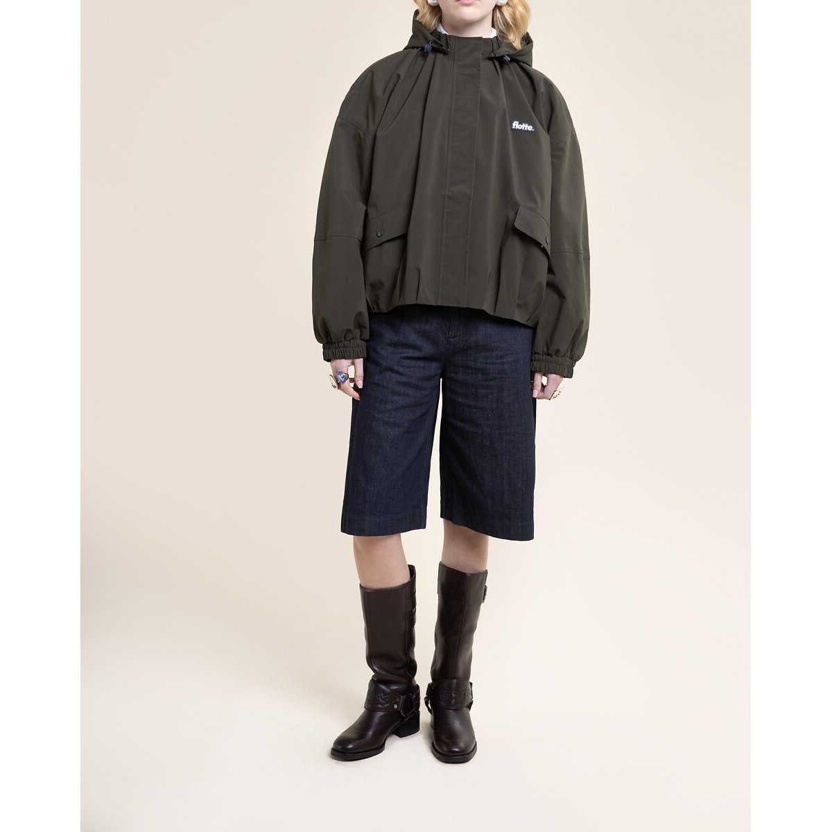 Veste imperméable à capuche amovible, GARANCE kaki, FLOTTE