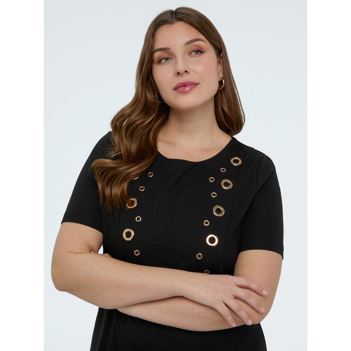 Robe en Point de Milan avec œillets noir, FIORELLA RUBINO