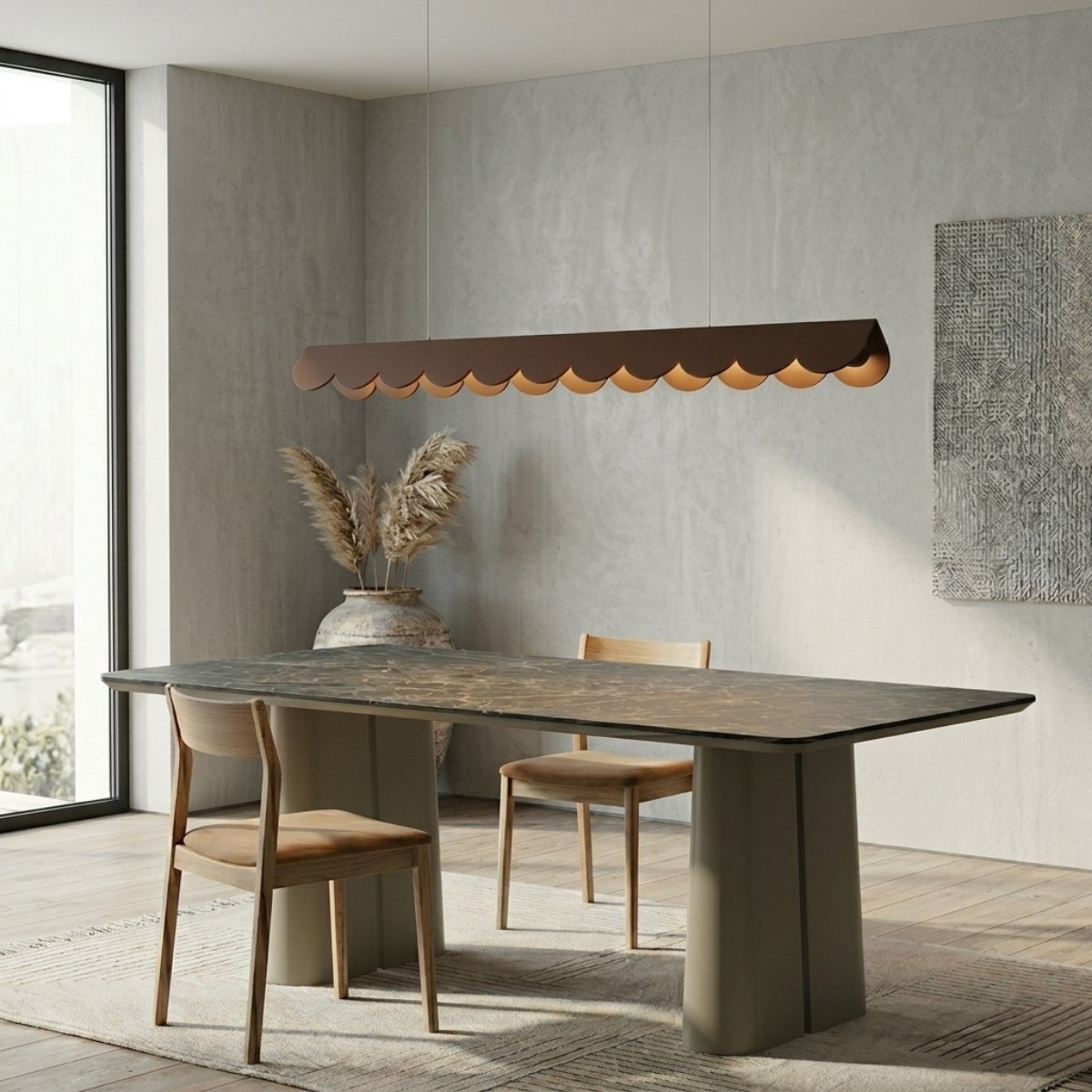 Suspension Aluminium Marron LED 1 Biscuit marron, EDEN