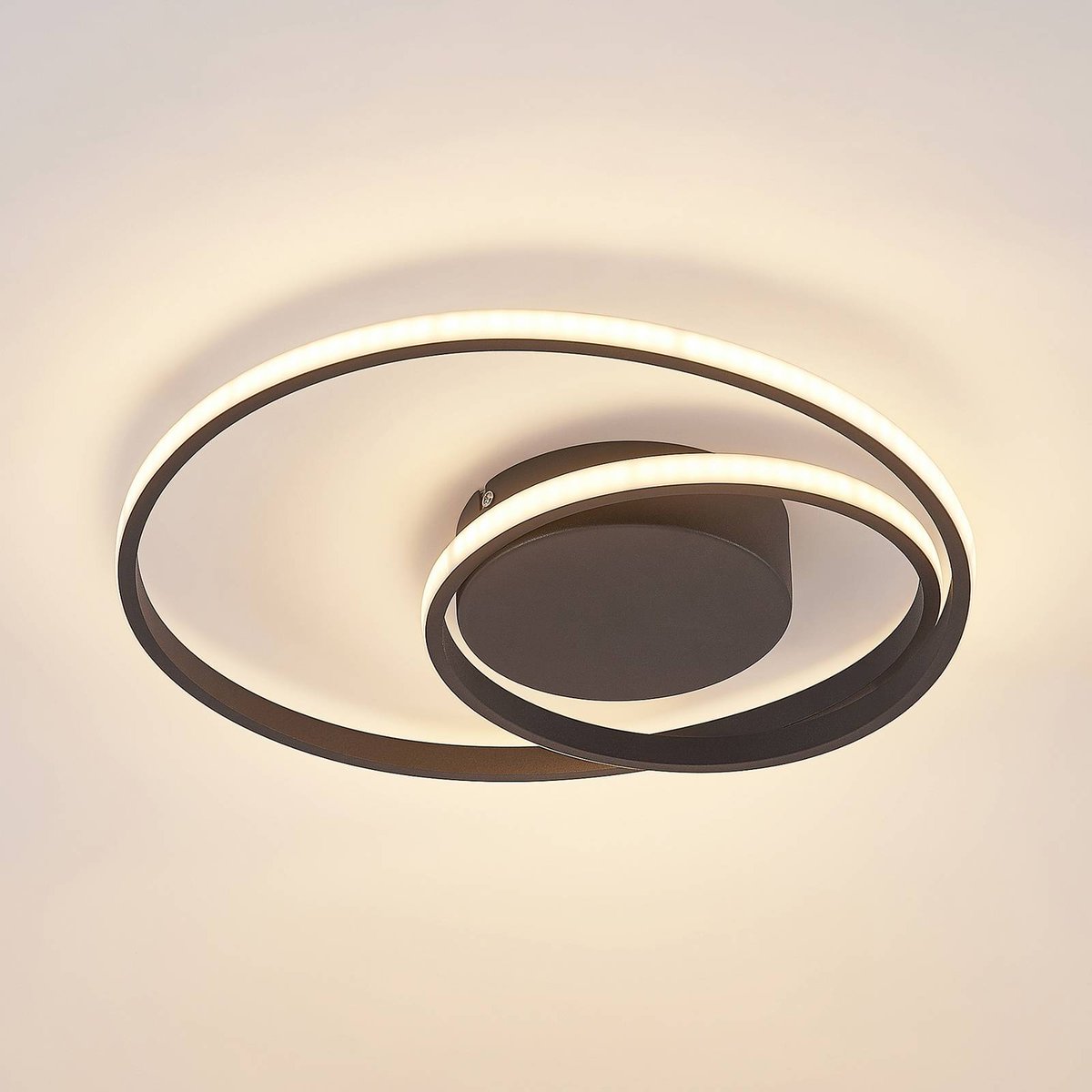 Plafonnier en aluminium moderneLED, Emisua noir mat, LINDBY