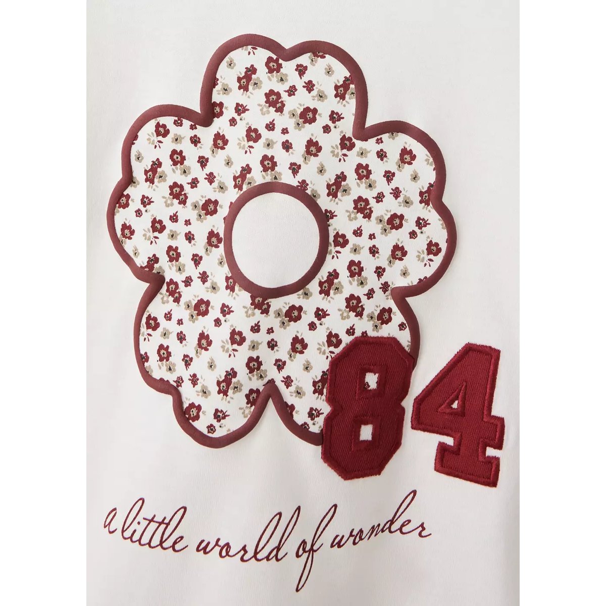 T-shirt coton imprimé fleur blanc cassé, MANGO KIDS