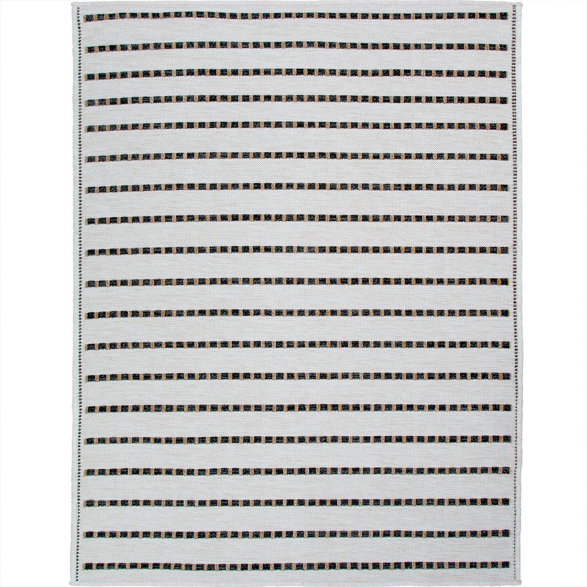 Tapis salon aspect jute rayures JUTA LOOK blanc, noir, THE DECO FACTORY