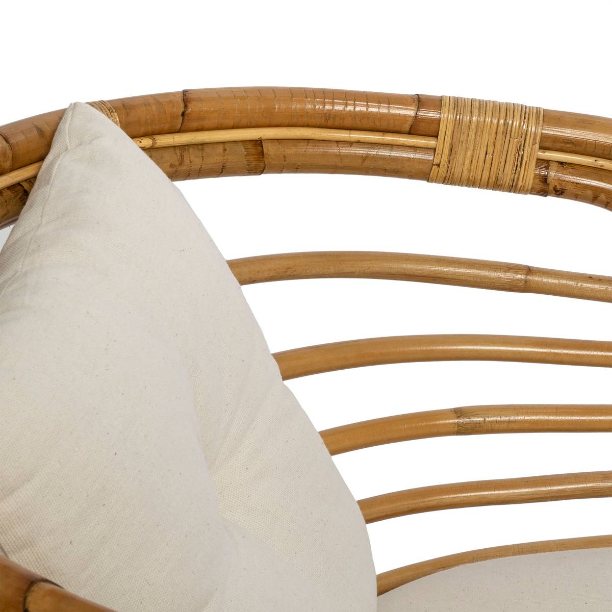 Fauteuil en rotin et coton FARAH blanc, ATMOSPHERA